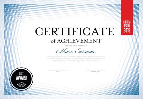 Certificate Layout with Repeating Blue Lines - 222376350