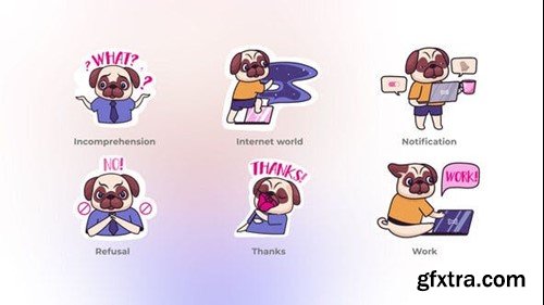 Videohive Pug Sticker Pack - Stone Pictures Concepts 49000995