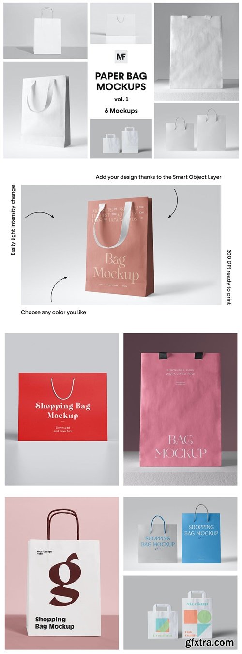 Paper Shopping Bag Mockups vol.1 XN3546T