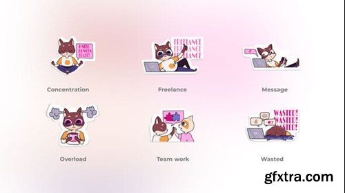 Videohive Work Flow Cat Stickers - Stone Pictures Concepts 49001012