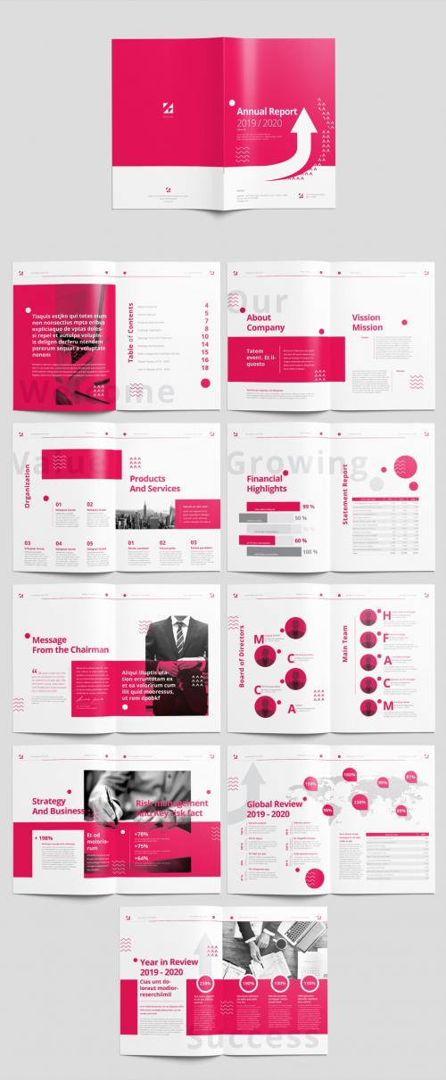 Pink and White Annual Report Layout - 223057499