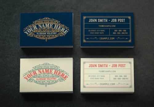 Vintage-Style Business Card Layout  - 223065717