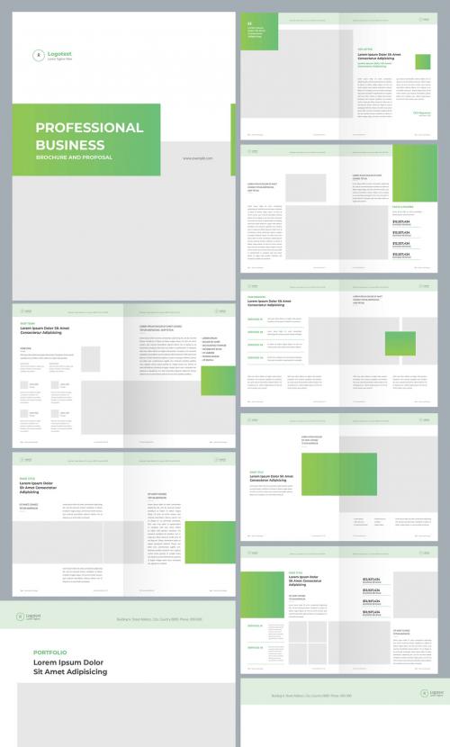 Business Brochure and Proposal Layout with editable Green Accents - 223580979