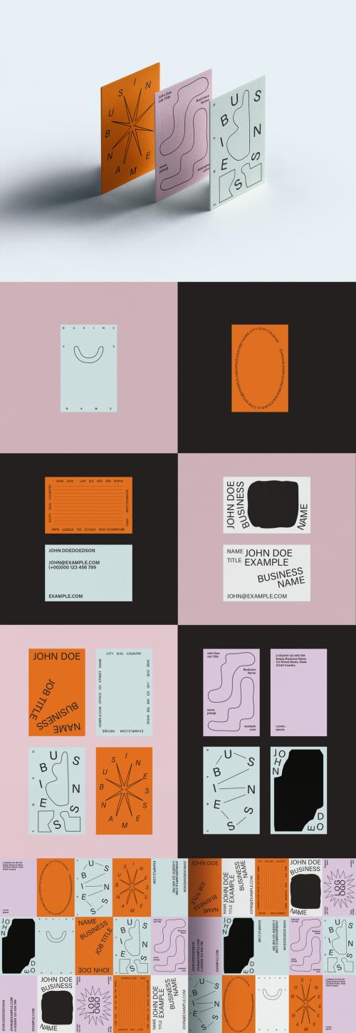 Business Card Layout Set with Quirky Design Elements - 223604169