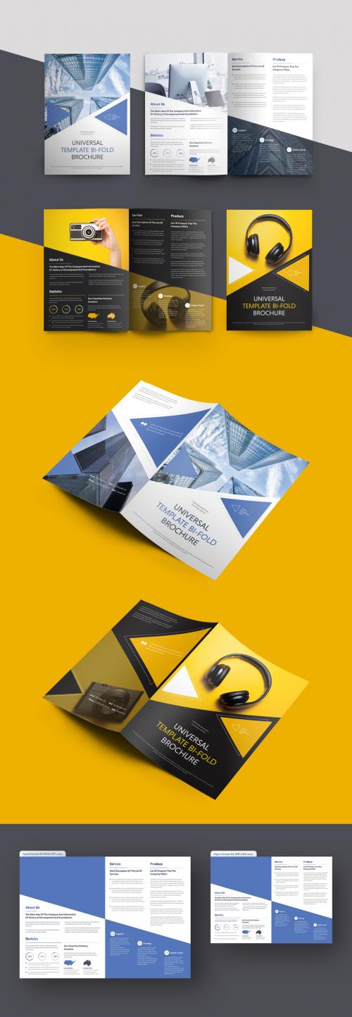 Bifold Brochure Layout with Triangular Elements - 223750745