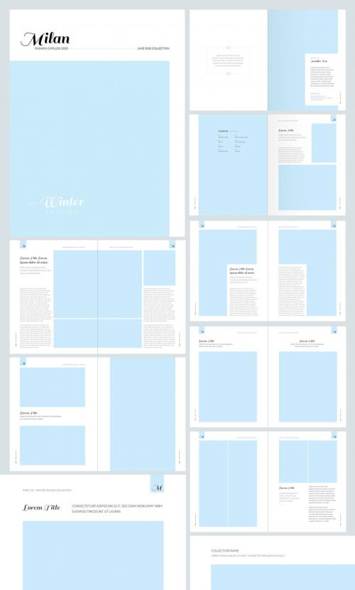 Fashion Lookbook Layout catalog with editable Pastel Blue Accents - 223754976