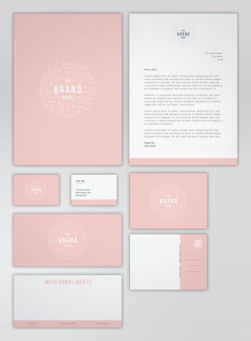 Brand Stationery Layout Set with Pink Accents - 223772787