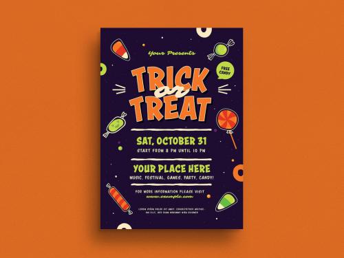 Halloween Trick or Treat Flyer Layout - 223788053