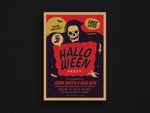 Skeleton Halloween Party Event Flyer Layout - 223788104