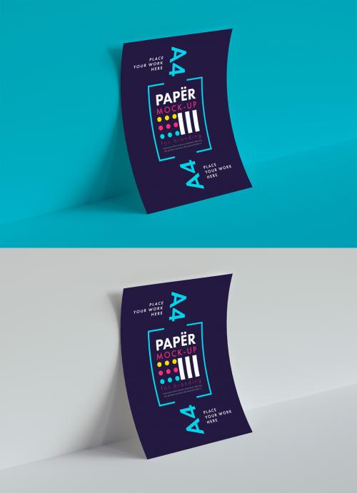 Sheet of Paper Leaning on Wall Mockup - 224242935