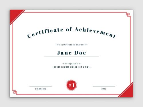 Certificate Layout with Red Double Border - 224255388