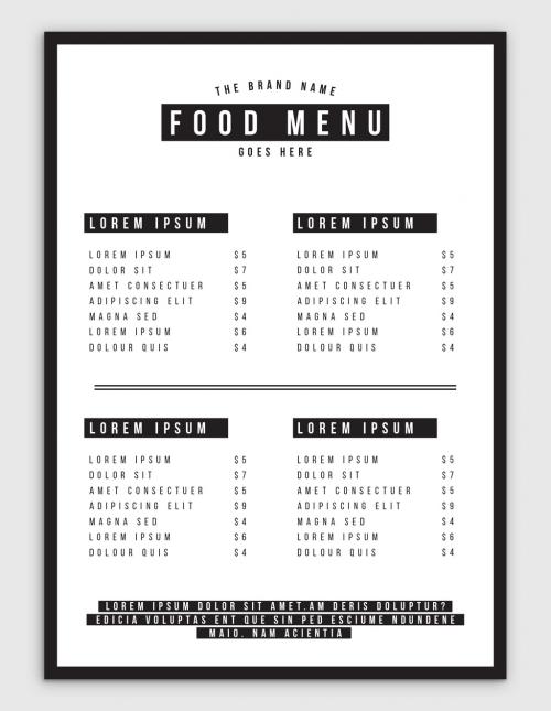 Black and White Menu Layout - 224255400