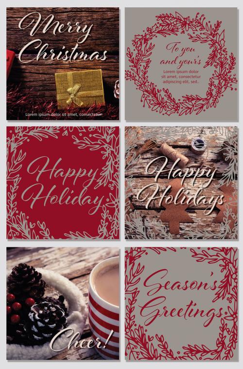 6 Winter Holiday Social Media Post Layouts  - 224255423