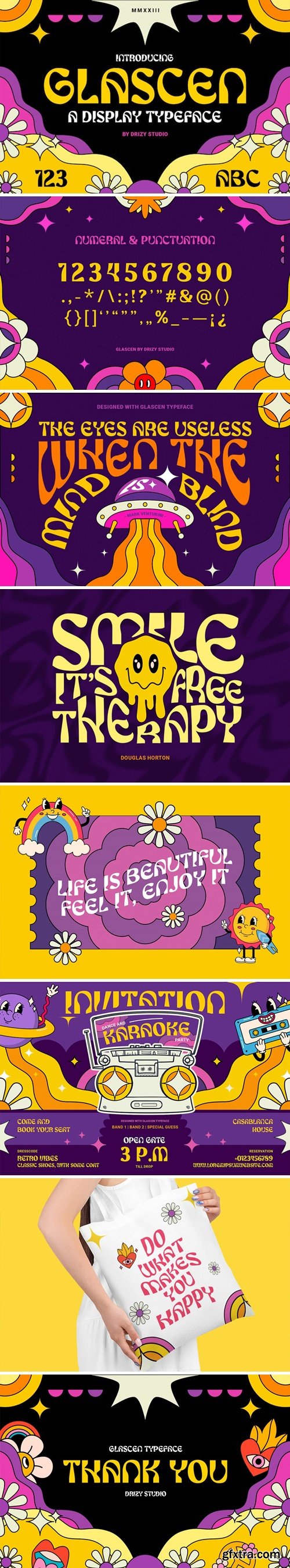 Glascen - Retro Psychedelic Typeface