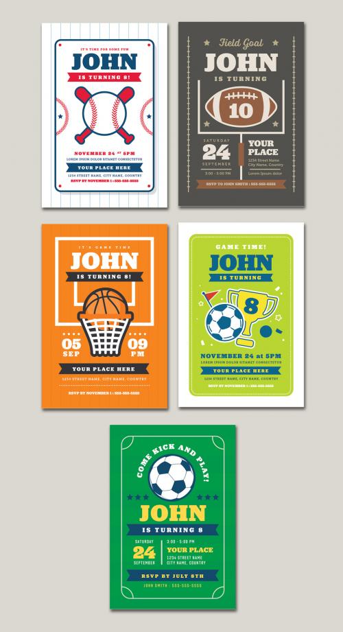 Sports-Themed Birthday Invitation Layout - 224390110