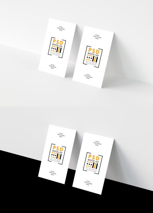 Vertical Business Card Mockup on Black and White Background - 224399393