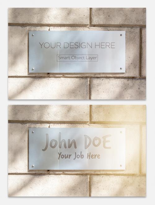 Glass Sign on Wall Mockup - 224404770