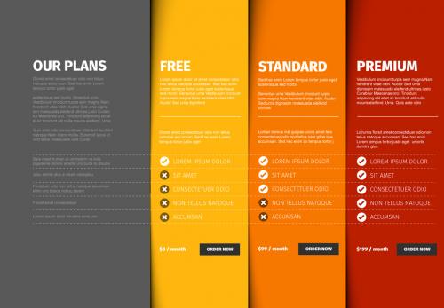 Product/Service Plan Price Comparison Layout - 224597223