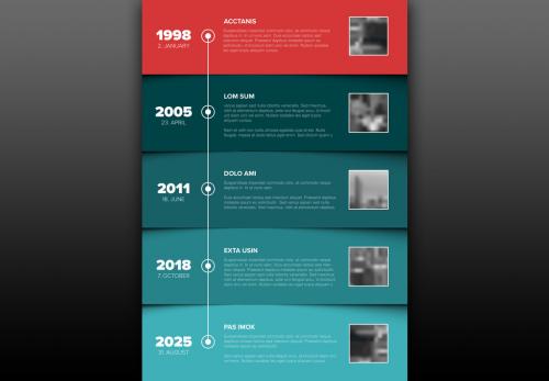 Timeline Infographic Layout with Color Blocked Sections - 224597331