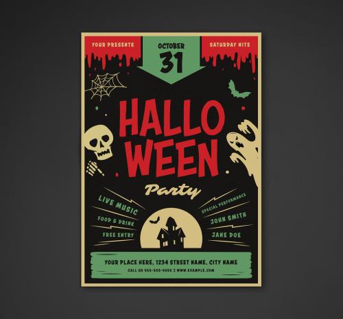 Retro Halloween Party Flyer Layout - 224733851