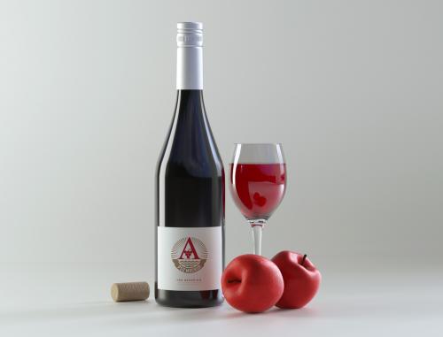 Wine Bottle Mockup near Apples - 224741027