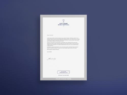 Letterhead Layout with Wine Glass Icon - 225372282