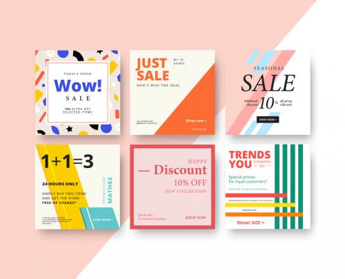 Square Sale Banner Layout Set - 225590523