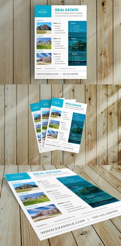 Business Flyer Layout with Blue Accents - 225729662