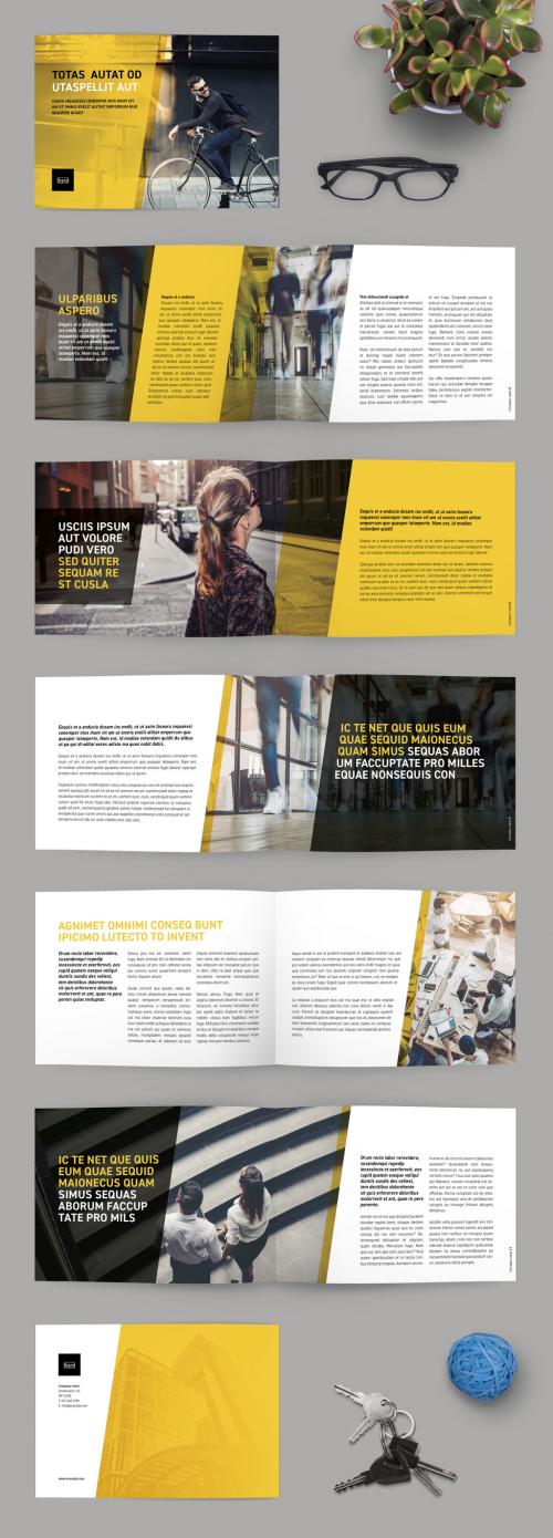 Business Brochure Layout with Yellow Accents - 225750645