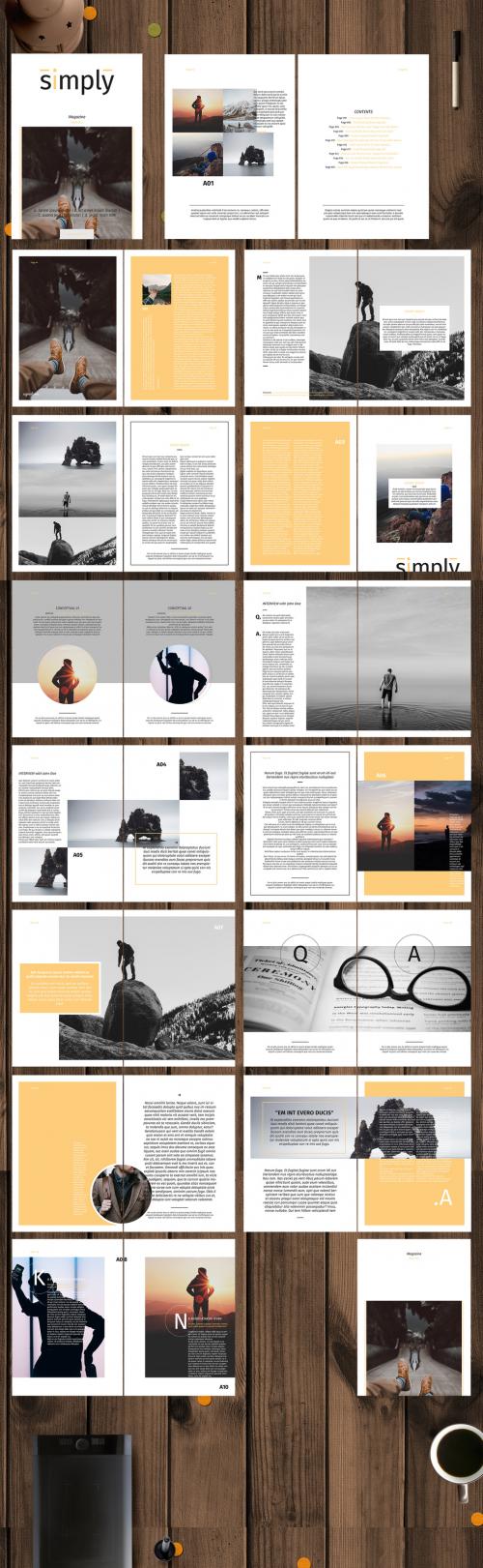 Magazine Layout with Pale Yellow Accents - 225766289