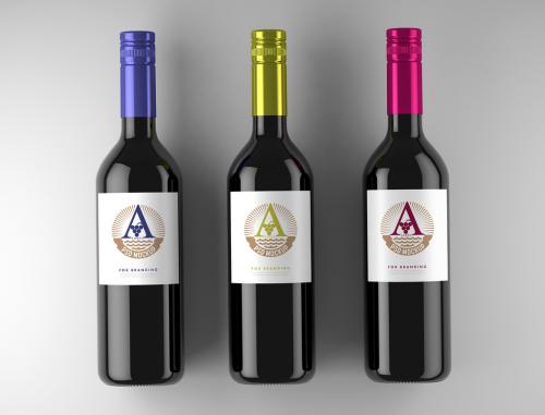 3 Wine Bottle Labels Mockup - 225912626