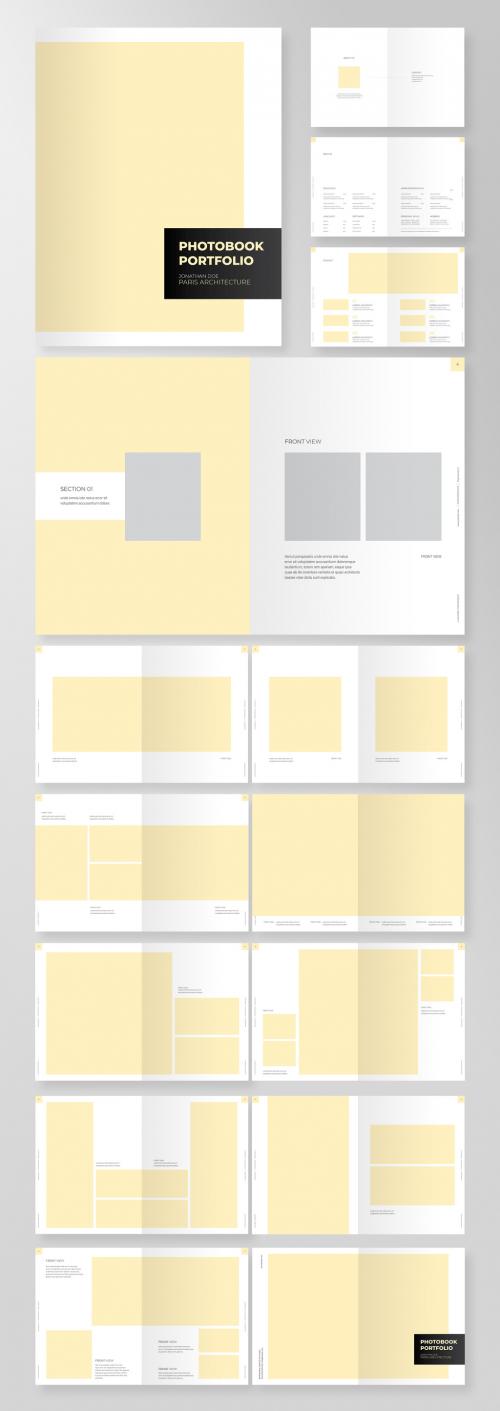 Photography and designs Portfolio book with editable pale yellow accent - 225922270