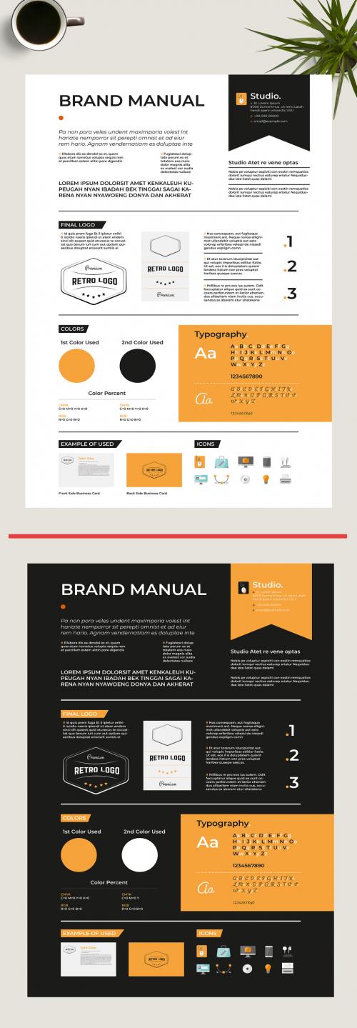 Light and Dark Brand Guidelines Poster Layout Set - 226571460