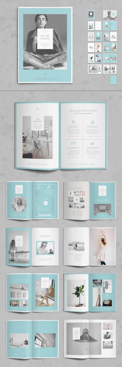 Pastel Blue and White Portfolio Layout - 226821503