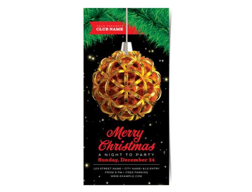 Christmas Party Flyer Layout with Golden Ornament - 226853351