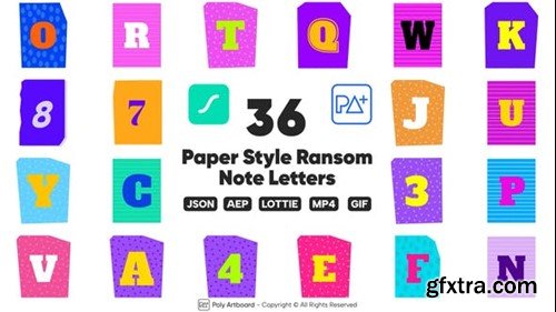 Videohive Paper Style Ransom Note Lottie Alphabet 49016564