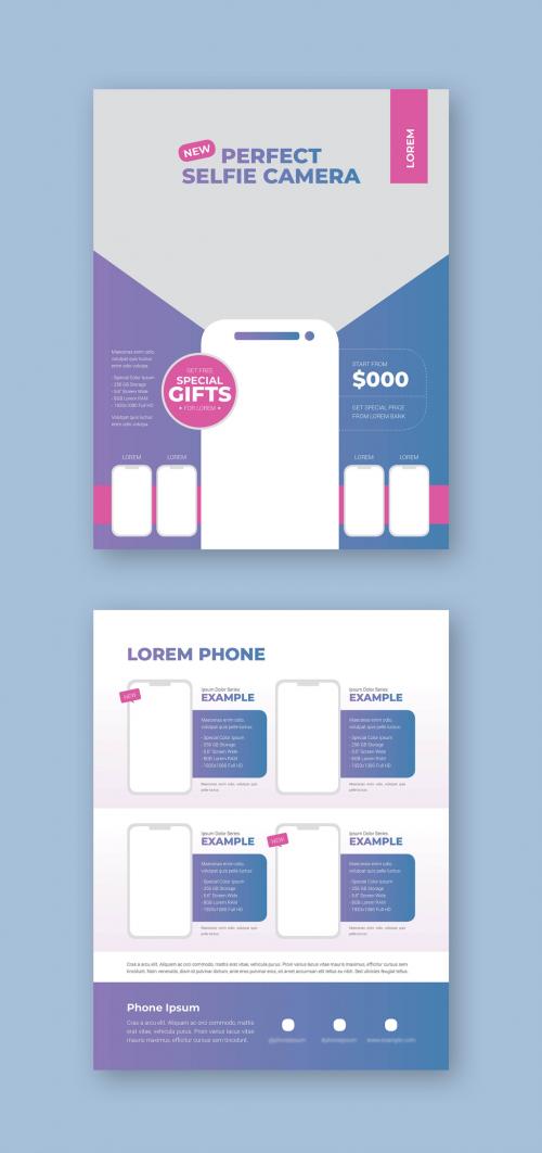 Purple Gradient Flyer Layout with Smartphone Illustrations - 227113956