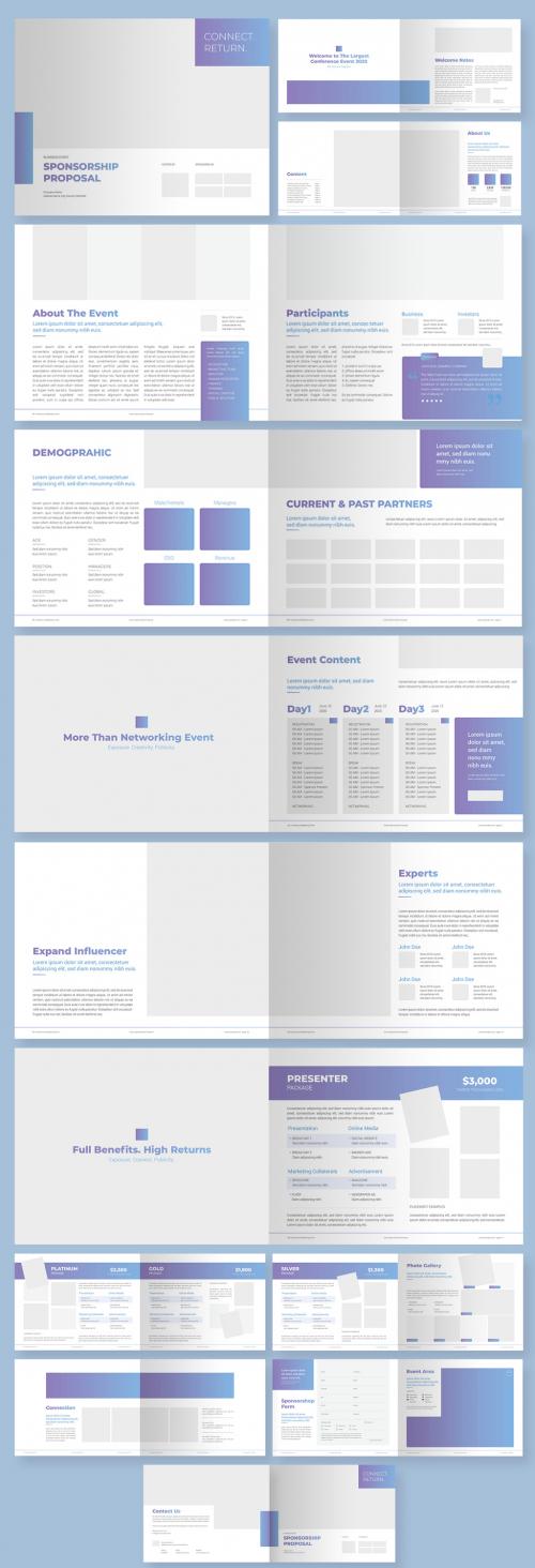 Sponsorship Business Event Proposal Layout with Editable Gradient Elements - 227113960