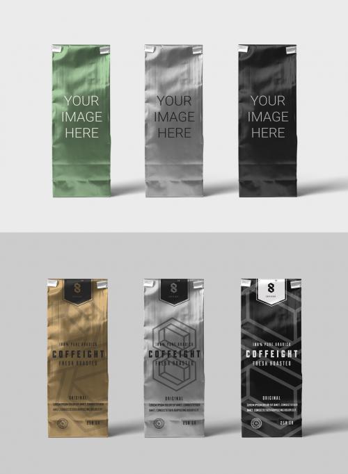 Metallic Coffee Bags Mockup - 227352410