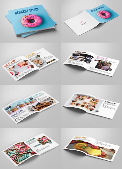 Dessert Menu Layout with Colorful Accents - 227548592