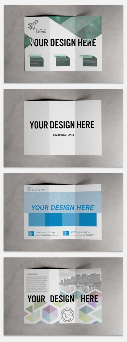 Trifold Brochure on Concrete Mockup - 227548892