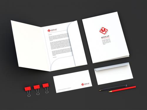 White Folder and Envelope Mockup - 228019074