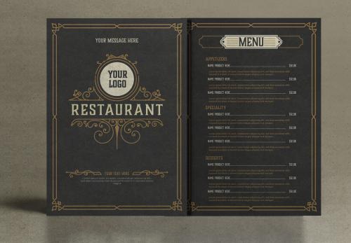 Restaurant Menu Layout with Ornamental Elements  - 228182295