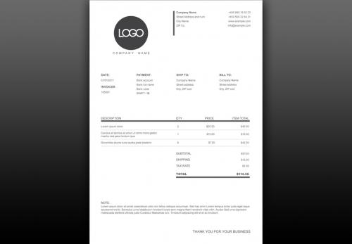 Black and White Invoice Layout - 228536791