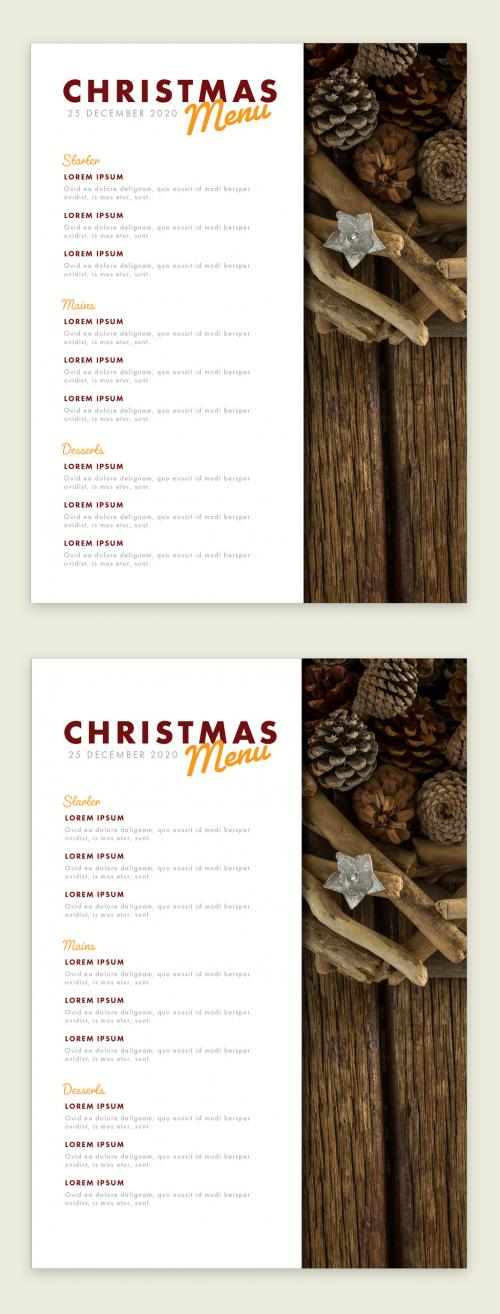 Christmas Menu Layout with Pinecone Illustrations - 228546353