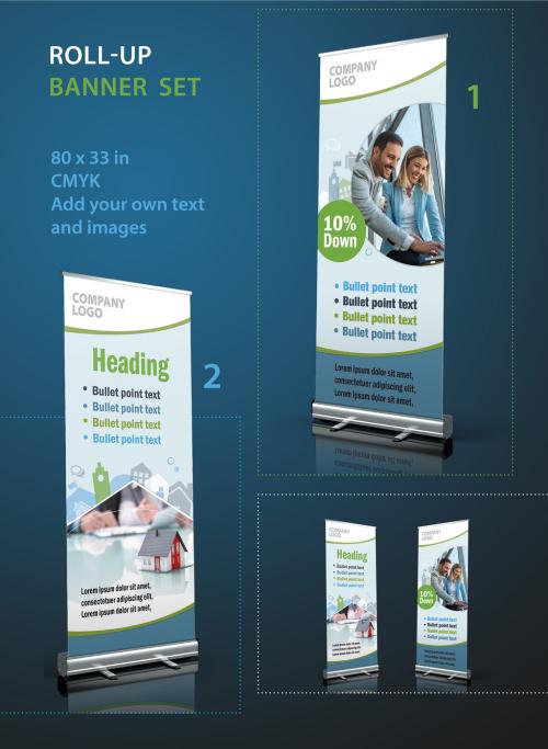 Light Blue Rollup Banner Layout - 228739681