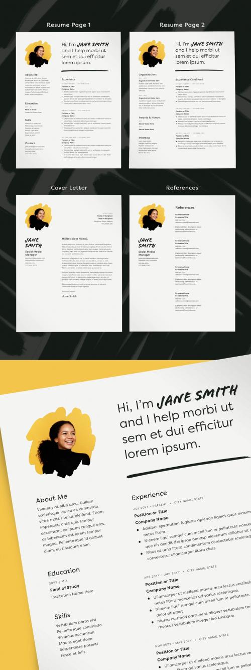 Resume Layout with Photo Placeholder - 229221541