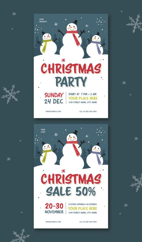 Christmas Party & Sale Flyer Layout Set - 229236533