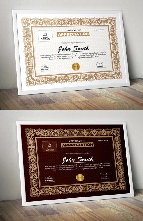 Certificate of Appreciation Layout with Ornate Border - 229257100