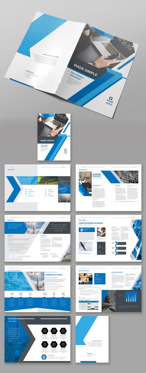 Brochure Layout with Blue Accents - 229391372